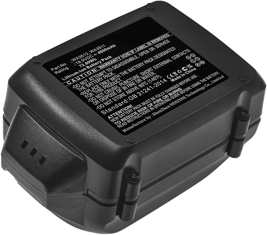 Synergy Digital Power Tool Battery, Compatible with Worx WA3572 Power Tool, Li-ion, 18V, 4000mAh Ultra High Capacity, Replacement for Worx WA3511 Battery