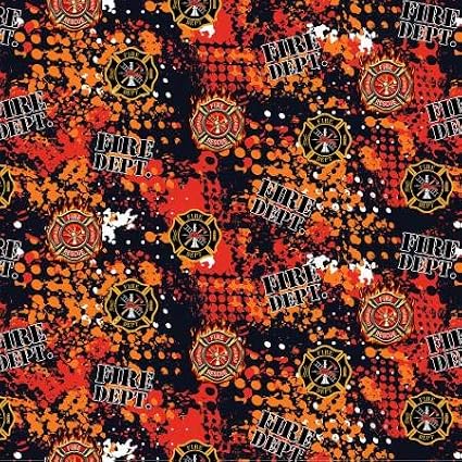 Firefighter Fabric, by The Yard, Fire Dept Firefighters Seal, Sykel Enterprises, FIREFIGH-1180, Quilting Cotton, BTY