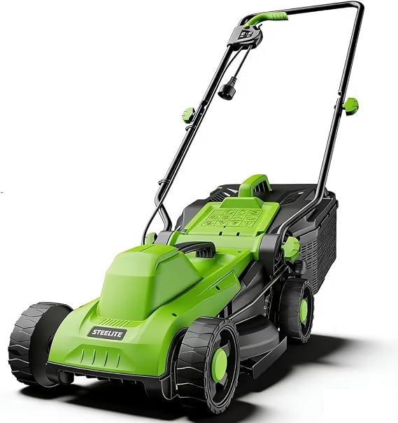 Steelite 13 Inch Electric Lawn Mower, 1300W Corded Power, Lightweight & Compact Design Ideal for Small to Medium Lawns