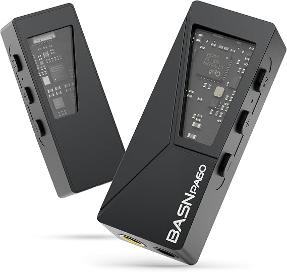 BASN PA60 Portable USB-C Headphone Amplifier,Mini Decoder DAC Dongle,Black | ESS ES9039Q2M in Ear Monitor AMP, Support PCM32bit/768kHz DSD512 with 3.5mm and 4.4mm Balanced Output for Phone/Music Player