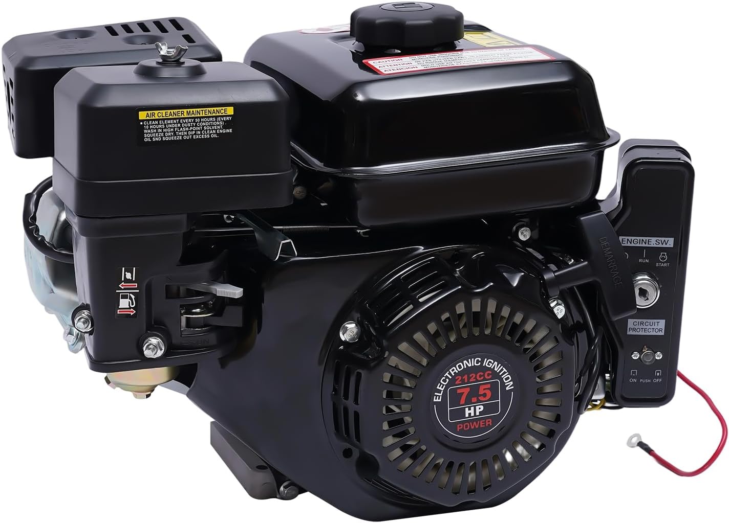 7.5 HP Petrol Engine with E-starter 210 cc Go Kart 4 Stroke Engine Low Fuel Consumption 20 mm Shaft Kart Motor Standing Motor with Oil Deficiency Protection Function for Microtillers Cleaning