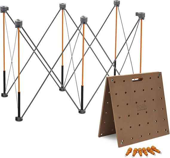 BORA Centipede CT6 Aluminum Table Stand with Strap for Sawhorses + 24" x 48" Workbench Wooded Table Top - Quick Setup20mm inch Dog Holes with 6 Twist Locks Portable Workshop Table Set