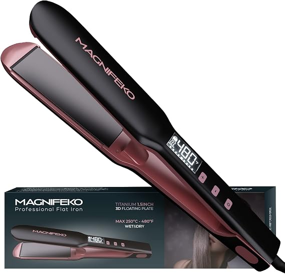Ceramic Hair Straightener - Flat Iron Hair Straightener Hair Iron Straightener - plancha de Cabello Professional (Black)