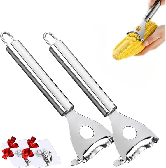 Cobb Gobbler corn peeler, 2025 New Cobb Gobbler Corn Peeler,Cobb Gobbler grain thresher, labor-saving and fast Cobb Gobbler labor-saving corn peeler, corn cob peeling tool (Silver(2Pcs))