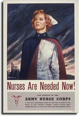 1940 US Medical Corps War WWII Nurses Poster Wall Art Aesthetic Room Decor Modern Home Canvas Painting Farmhouse Bedroom Posters & Prints 08x12inch20x30cm,Unframed