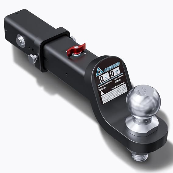 No-Accessory Trailer Ball Mount Hitch - Fits 2'' Receiver, 2'' Drop Ball Mount, Solid Dual Ball 1-7/8" Tow Hitch 7500 LBS GTW Heavy Duty Truck with Pin for SUV, Truck, RV, ATV