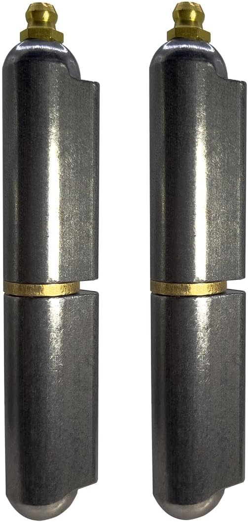 4” Inch Weldable Bullet Hinge – Heavy Duty Barrel Hinges – Weld On Gate Hinges – Weldable Door Hinges – Weld BBQ Smoker Hinge – 4.25" Inch x .775" Inch – Heavy Duty Steel TearDrop Body Pin Grease Zerk