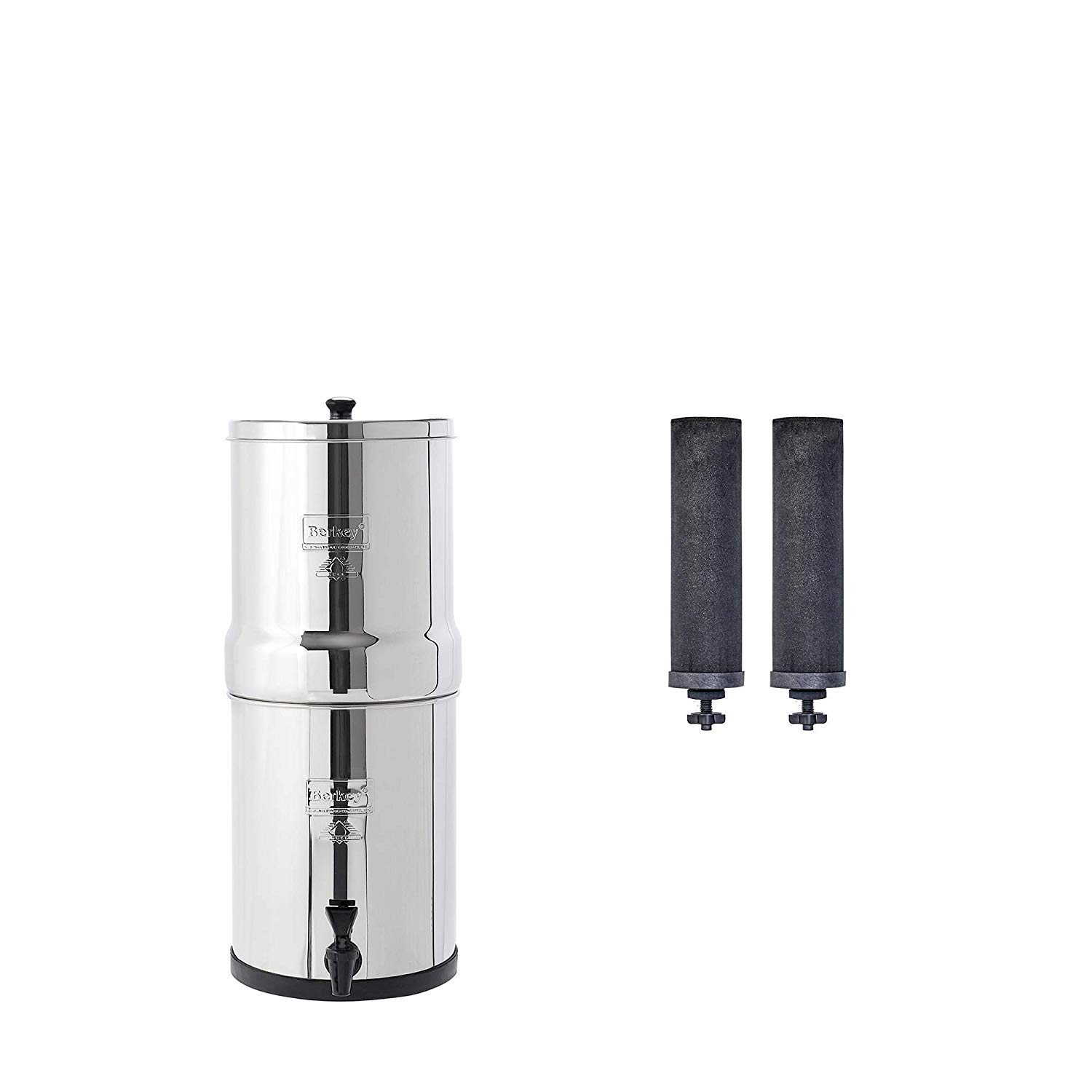 Berkeley Large Gravity Water Filter for Travel with 2 Black Berkeley Water Filter Elements