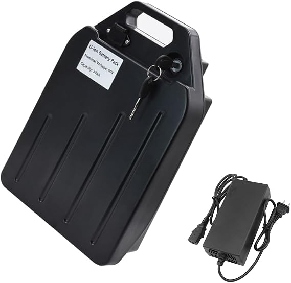 60V Lithium Battery 15.6Ah 20.8Ah 25Ah 30Ah Lithinum Ion Battery Pack with Charger and Safety Lock 60V Pedal Battery for 900W-1800W Motor Kits