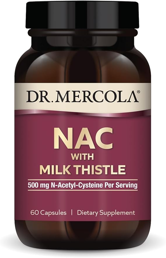 Dr. Mercola NAC with Milk Thistle, 500 mg, 60 Capsules (30 Servings)