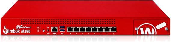 WatchGuard Firebox M390 High Availibility Enterprise-Grade Network Security Appliance with 1 Year Standard Support License - Advanced Firewall, VPN, Intrusion Prevention (WGM390000+WGM3901601)