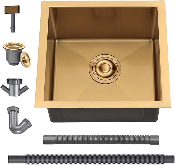 Black Kitchen Sink, 50x45cm Small Sink, 304 Stainless Steel Single Bowl