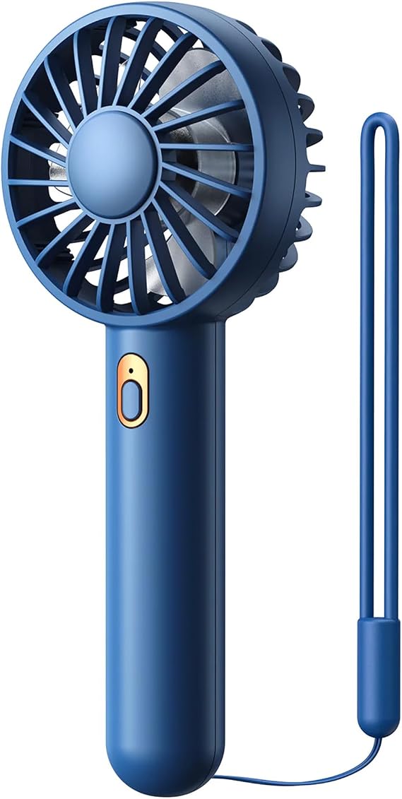Warmco K30 Taşınabilir Şarjlı Mini El Vantilatörü 1800mAh 3 Kademeli Standlı Soğutucu Fan Lacivert