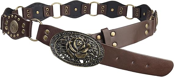 TINIDI Western Belts for Women Vintage Y2K Leather Belts Bronze Rivets Square Buckle Cowgirl Punk Waist Belt