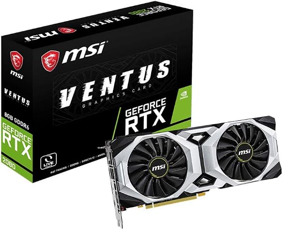 msi Gaming GeForce RTX 2080 8GB GDRR6 256-bit HDMI/DP/USB Ray Tracing Turing Architecture Graphics Card (RTX 2080 Ventus 8G)