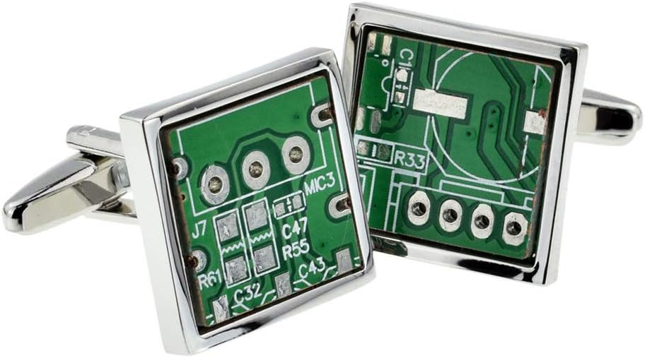 PC Motherboard Computer Chip Circuit Board Pair Cufflinks