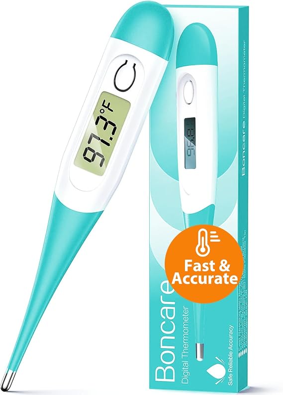 Boncare 10 Seconds Oral Thermometer for Adults and Kids, Blue Green