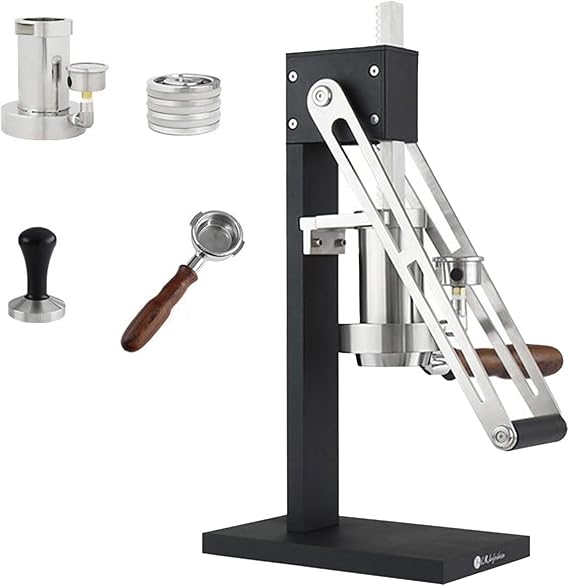 Manual Lever Espresso Maker with Pressure Gauge, Preheating and Warming Cup Functions, Detachable Handle - Ideal for Home and Coffee Shop Use