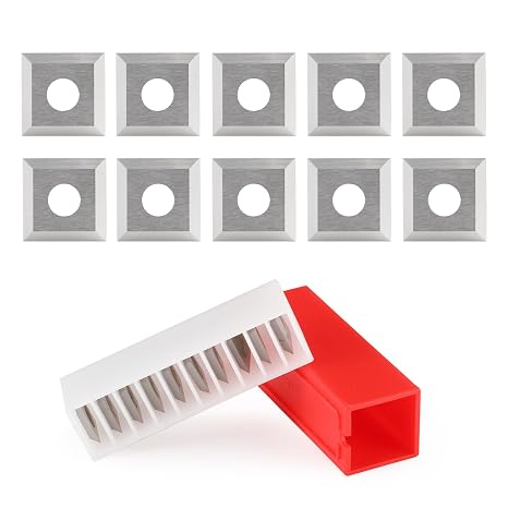 12x12x2.2mm Square Insert Carbide Replaceable Blade, 10 Pack Planer Knives for Surfacing, Planning, Flycutter & Slab Leveler Router Bit Replacement Cutter (12x12x2.2mm)