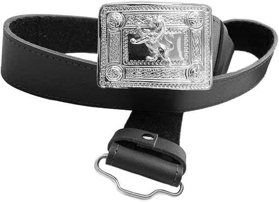 Tartanista Black Kilt Belt & Lion Buckle Size S 22" - 27" (56-69cm)