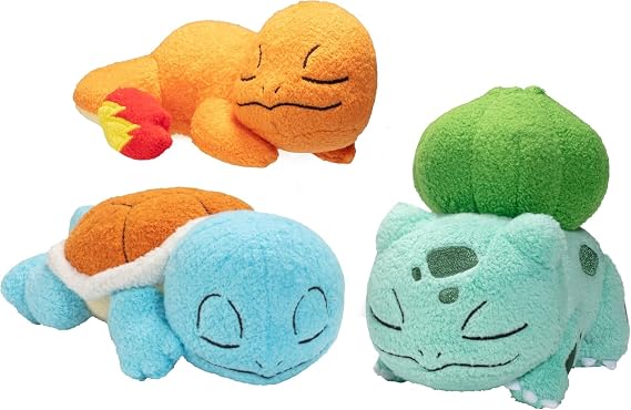 Pokémon Sleeping Plush - 5-Inch - Bulbasaur, Charmander, Squirtle