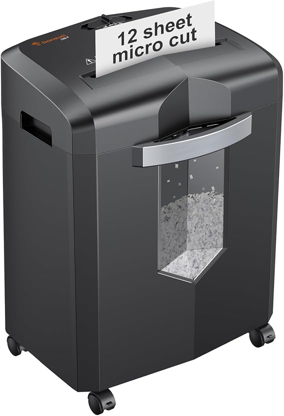 Bonsaii 12-Sheet Micro Cut Heavy Duty Paper Shredder for Home Office | Jam-Proof System, P-4 Security Level, Shreds CD/Cards/Staples, 4.2Gal Pullout Bin with Casters, Quiet Shredder C266-B