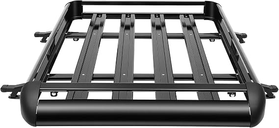 Universal SUV Roof Rack Cargo Carrier 127x97cm Aluminium Alloy 150LBS Load Capacity No Drill Roof Mount Luggage Rack with Aerodynamic Anti-Wind Noise Design Black