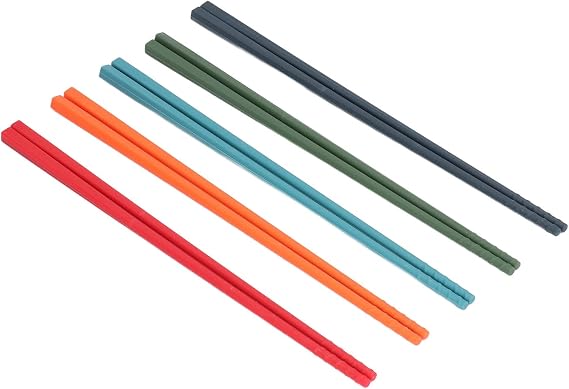 5 Pairs Reusable Chopsticks - Colorful Silicone and Stainless Steel Metal Chopsticks,Dishwasher Safe,Anti Slip & Heat Resistant Professional Tableware for Sushi,Ramen(9.5 in)