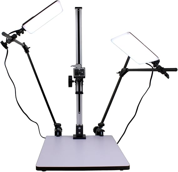 High Load 28 inch Copy Macro Stand with 15.75 inch x 19 inch Base, Quick Release Mount and Two Daylight Spectrum 5600K 16W LED Lights