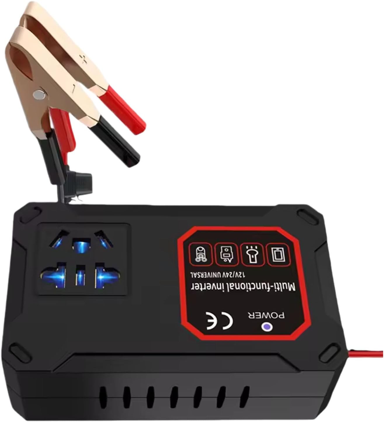 200w カーパワーインバーターアダプター 12v 24v を 220v に変換し、 ラップトップエレクトロニクス用冷却システム付き 直流を調整カーインバーターに変換します