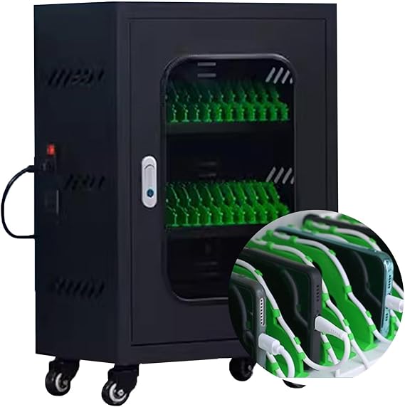 Cell Phone Charging Stations, Mobile Phone Locker with Universal Wheels, USB Charging Phone Storage Box for Shopping Mall Restaurant Cafe Airport,30slots