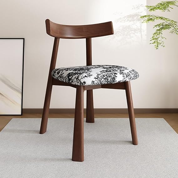 Solid Wood Dining Chair Set Of 2，Nordic Cotton and Linen Soft Bag Leisure Office Chair, for Living Room, Dining Room, Office Kitchen Counter(B)