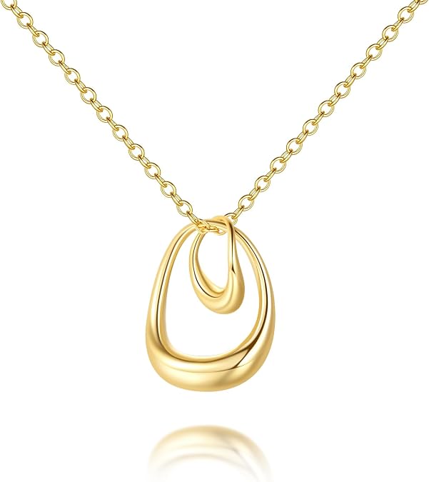 Gold Necklace For Women 14K Gold Necklaces for Women Pendant Necklaces for Womens Trendy Combine Simplicity with a Touch of Playfulness Unique Interlocking Necklace for Womens