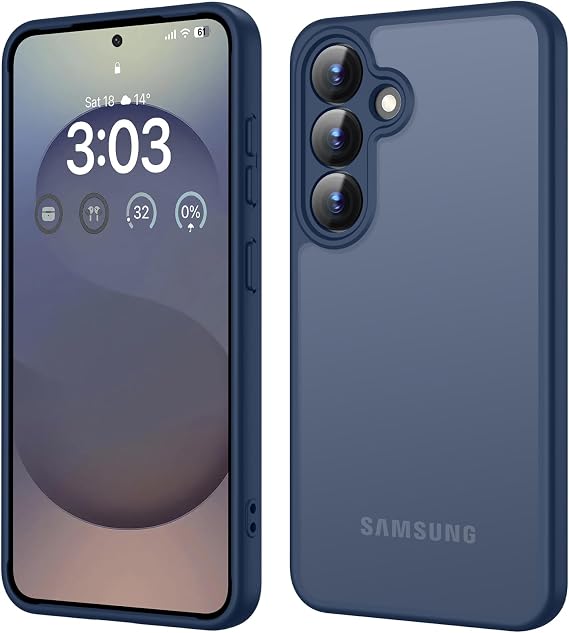 ORDA Case for Samsung Galaxy S25 Full Camera Protection Dark Blue Shockproof scratch-resistant translucent back protective case matte mobile phone case for Samsung S25