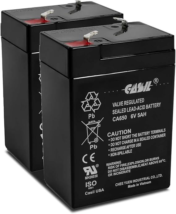 Casil 6V Battery Rechargeable Emergency Light Battery 6 Volt Battery for Ride On Toys Power Wheels Battery 6V4AH 20HR for Emergency Light Feeder Peg Perego Moultrie Lucky Duck 3FM4.5 6V4.5AH 20HR