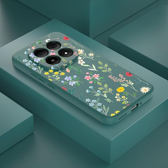 YUXING Silicone Case for Xiaomi Redmi Note 15 Pro 5G Fashion Pattern Cute Mobile Phone Case Shockproof Non-Slip Durable Ultra Thin Protective Case (Floral Green)
