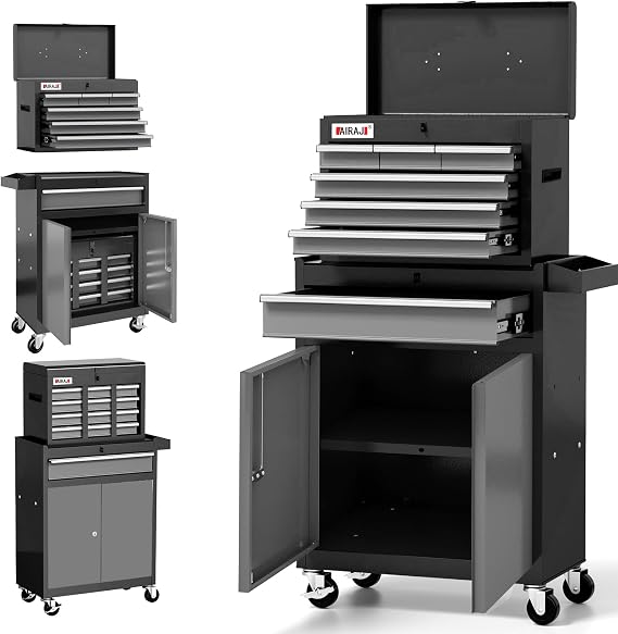 7-Drawer Tool Chest with Wheels, 40'' Rolling Tool Chest with Drawers,Black