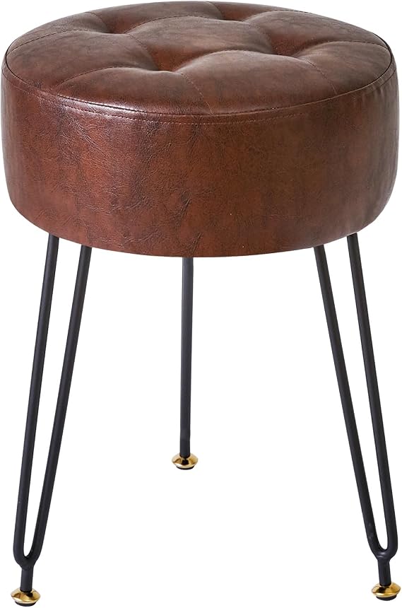IBUYKE Makeup Vanity Stool, Faux Leather Footrest Chair, Dark Brown LG-31Z