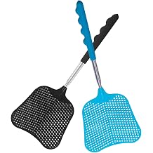Wapodeai 2 Pack Fly Swatters Heavy Duty Set, Telescopic Fly Swatter, Stainless Steel Handle for Flyswatter (Blue & Black)
