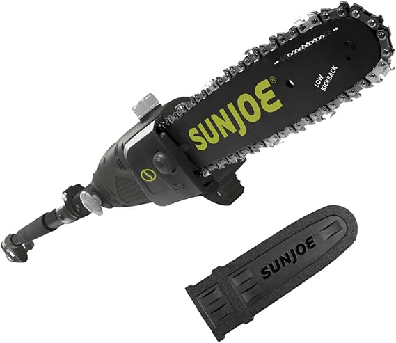 Sun Joe Corded Electric Telescoping Pole Saw, Pruning Power Tool with 10 Inch Bar, 8 Amp Power with 14 Foot Reach for Ground-Level Tree Trimming.