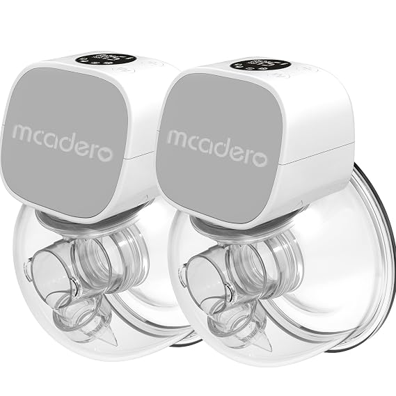 M5 Electric Breast Pump - Wearable Hands-Free Pump with LED Display - 4 Modes & 12 Levels - Portable & Wireless - Soft Double-Sealed Flange - Smart Display - 2 Pack - Elegant Gray