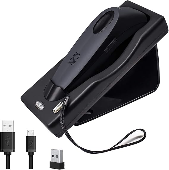 2D Bluetooth Barcode Scanner with Charging Base Dual 2.4G Wireless + Bluetooth 1D 2D Barcode Scanner QR PDF417 Data Matrix UPC Rechargeable Bar Code Scanner for Laptops/PC/Android/Apple iOS