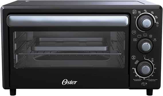Oster Compact Air Fryer Toaster Oven. Convection Countertop Pizza Oven, 4-Slice Toaster with 5 Cooking Functions Air Fry, Bake, Toast, Broil, and Warm
