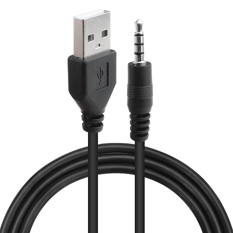 Qkhcable 3.5mm Aux Audio Jack Cable USB 2.0 Adapter to 3.5mm Headphone Stereo Cord for Same Connection MP3/MP4 Players, Pocket Speakers, Car Audio, Video Recorders, Data Sync Charge Cord (1M/3.3Feet)