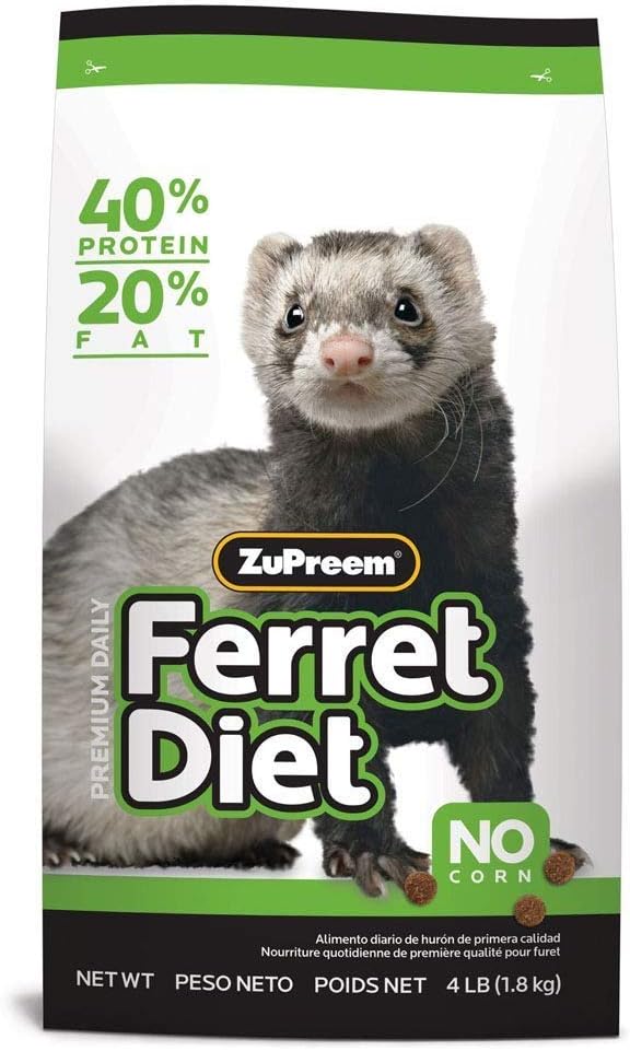 ZuPreem Premium Daily Ferret Diet Food, 4 lb or 8 lb Bag - Nutrient Dense, Real Chicken and Egg Protein Levels, Highly Digestible 4 lb Bag 230056