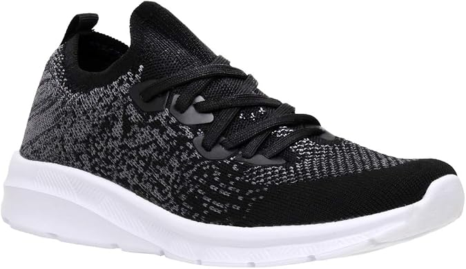 CUSHIONAIRE Women's Dane Stretch Knit lace up Sneaker +Memory Foam & LiteSole Technology