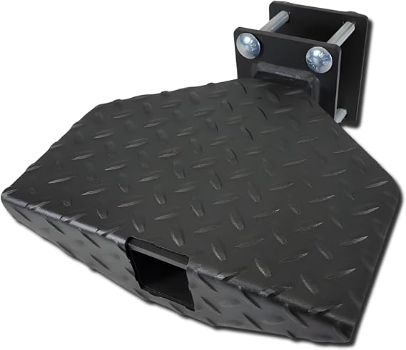 500 lb Rated Heavy Duty Boat Trailer Step USA Made Welded Steel Boarding Platform Fits 2" x 4" Trailer Frames Anti-Slip Diamond Tread Hardware Included