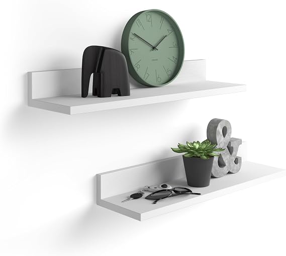 Mobili Fiver, Set of 2 Rachele Shelves, 23.62 in, Ashwood White, Made in Italy