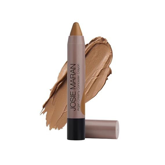 Josie Maran Argan Cream Concealer Crayon - Blemish & Under Eye Concealer Stick - Hydrating Luminous Finish with Buildable Coverage - Non-Comedogenic, Creaseless & Non-Cakey Formula - Dark 1 (0.1 oz)
