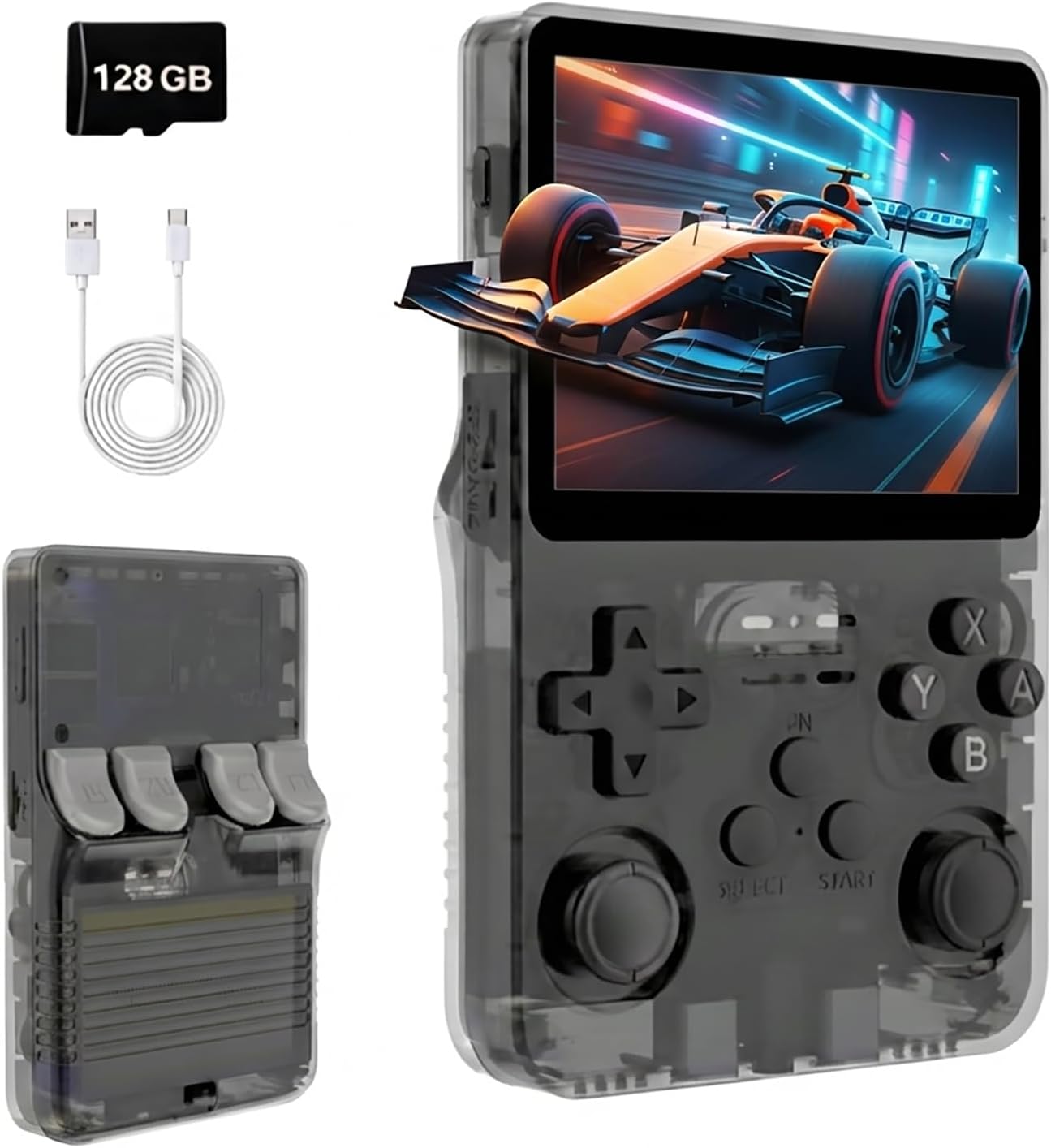 Retro Games Console R40 Handheld Game Console with 128GB, 20000 Classic Games, 3.5 Inch IPS Screen Portable Gaming Console, Linux System, 20 Emulators, USB-C Rechargeable 3000mAh Battery